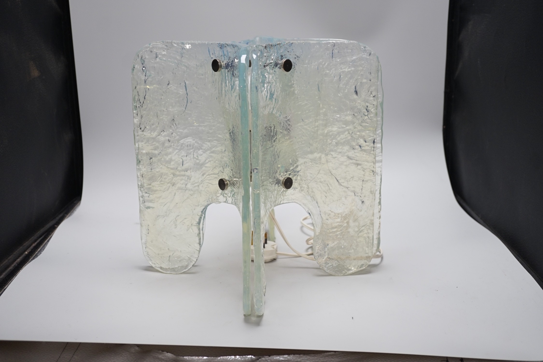 A 1960s Murano opalescent glass table lamp, possibly designed by Carlo Nason, 34cms high